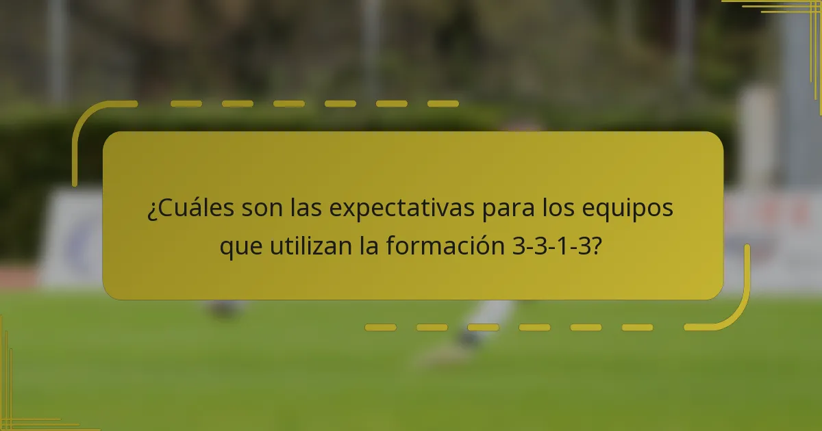 ¿Cuáles son las expectativas para los equipos que utilizan la formación 3-3-1-3?